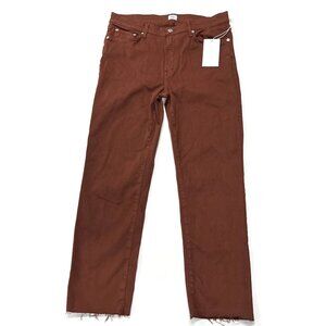 EDWIN Bree Mid Rise Straight Leg Ankle Jean Womens 32 Raw Hem Denim USA $168 New